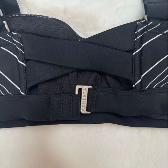 Athleta Black White Chevron Quick Dri Bikini Top Women's Size 32 B/C - Picture 5 of 7